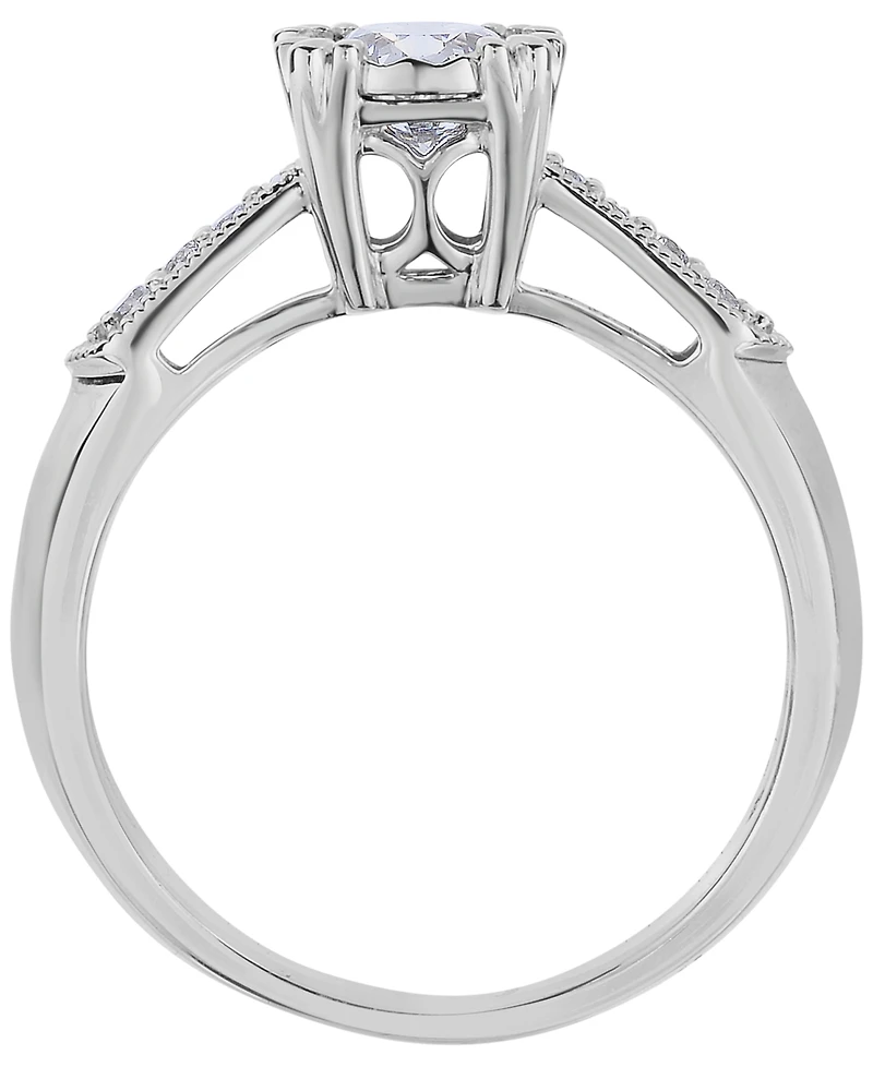 Macy's Diamond Vintage-Like Fishtail Prong Engagement Ring (5/8 ct. t.w.) in 14K White Gold