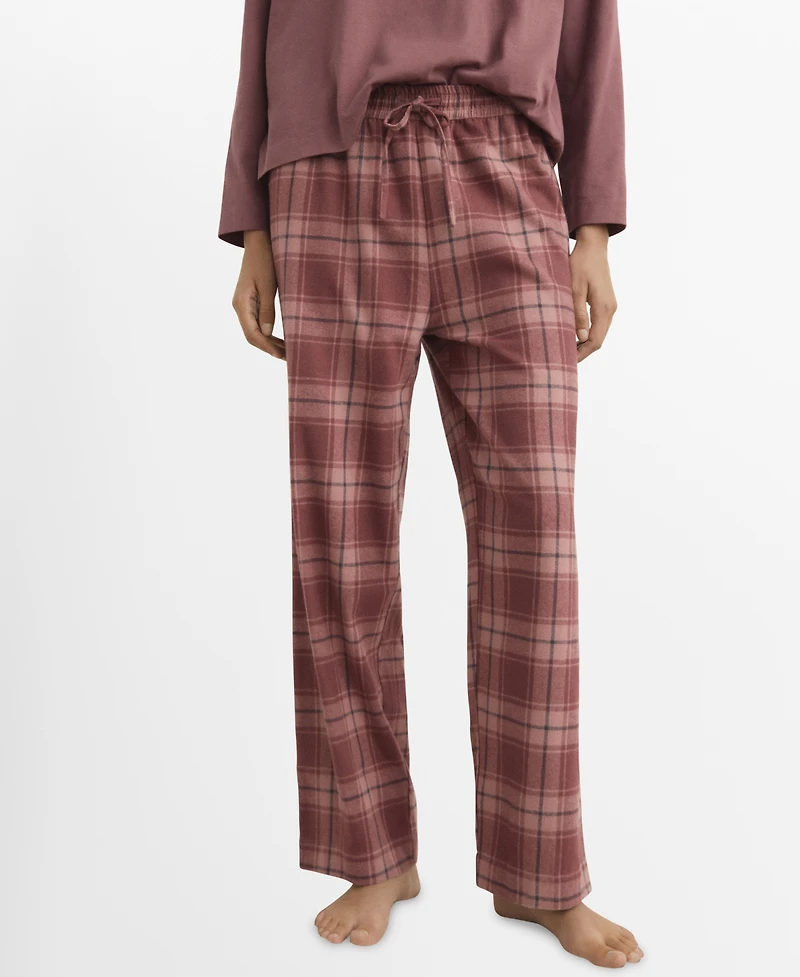 Mango Women's Two-Piece Flannel Check Pajamas