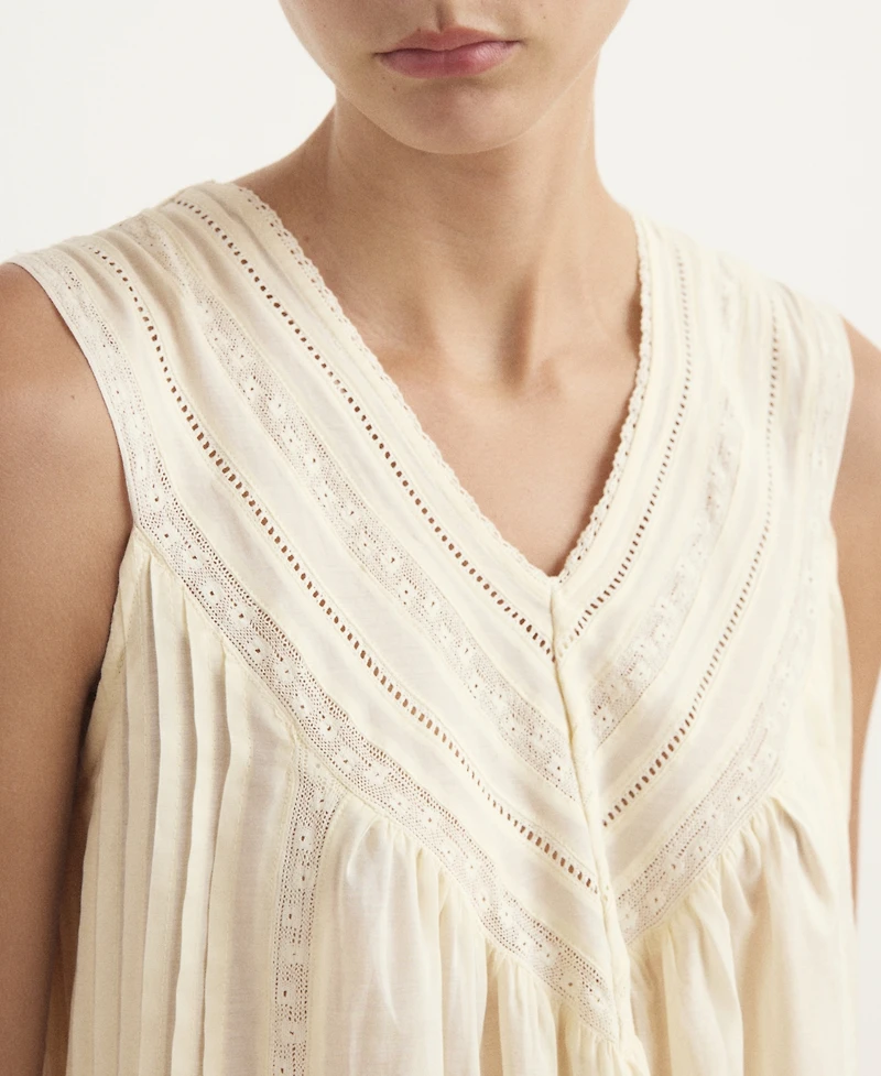 Mango Women's Cotton Lace Nightdress