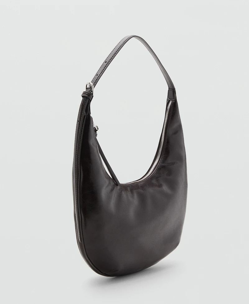 Mango Women's Pebbled Effect Medium Oval Bag