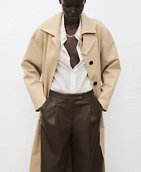 Mango Women's Leather-Effect Wide-Leg Pants