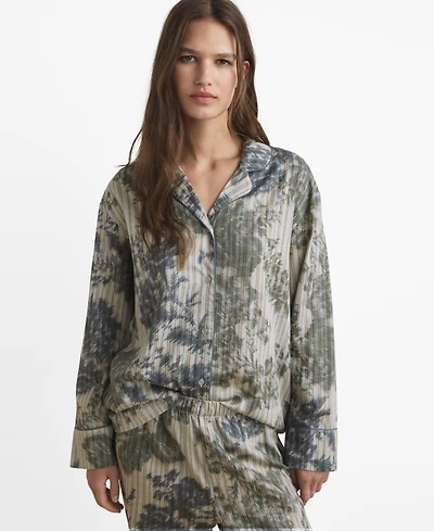 Mango Women's Blurred Print Pajama Shirt