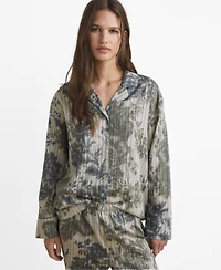 Mango Women's Blurred Print Pajama Shirt