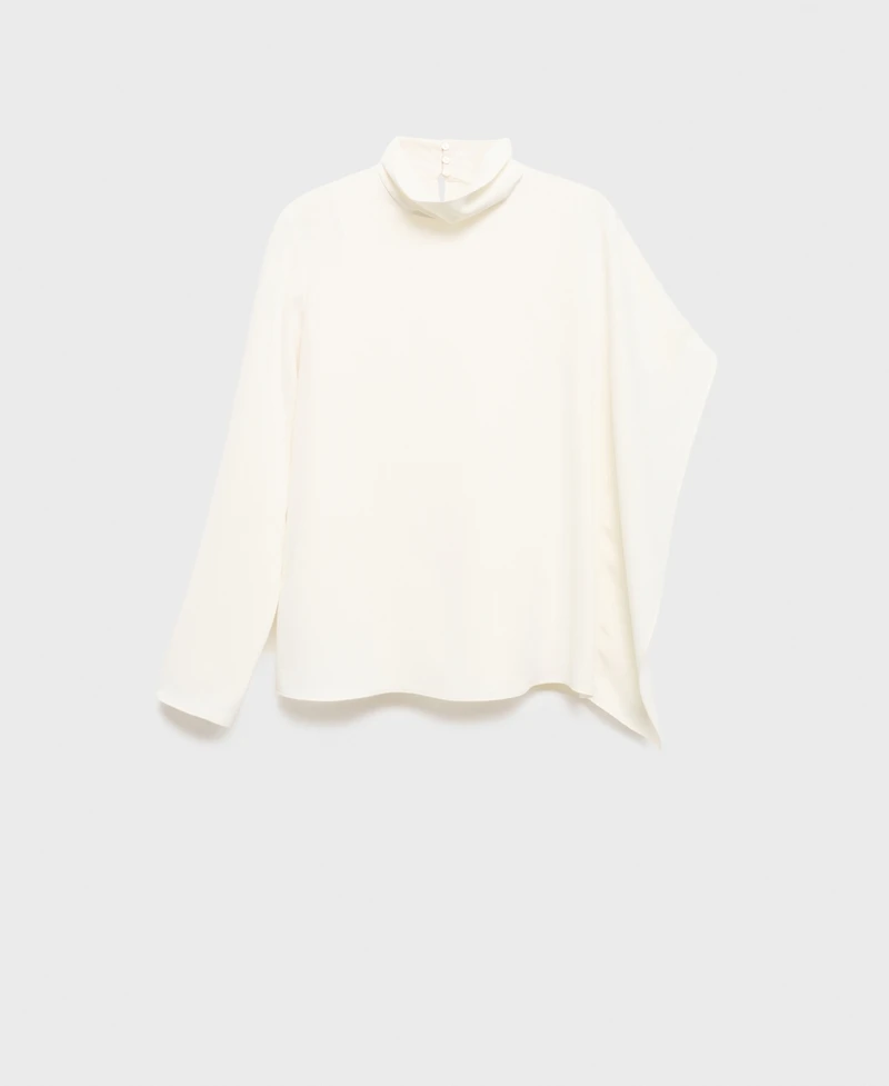 Mango Women's Asymmetric Sleeves High-Neck Blouse