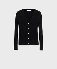 Mango Women's Fine Rib Knit Cardigan