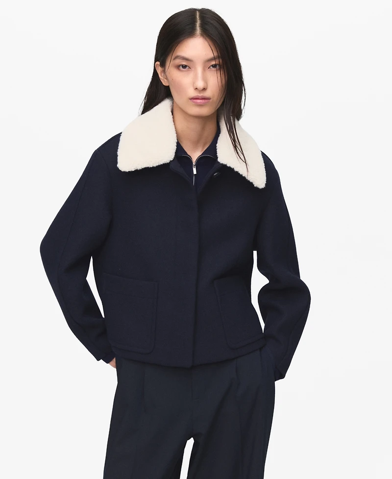 Mango Women's Borg Collar Wool Blend Jacket