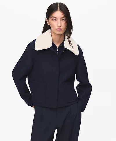 Mango Women's Borg Collar Wool Blend Jacket