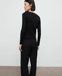 Mango Women's Ribbed Buttoned Cardigan