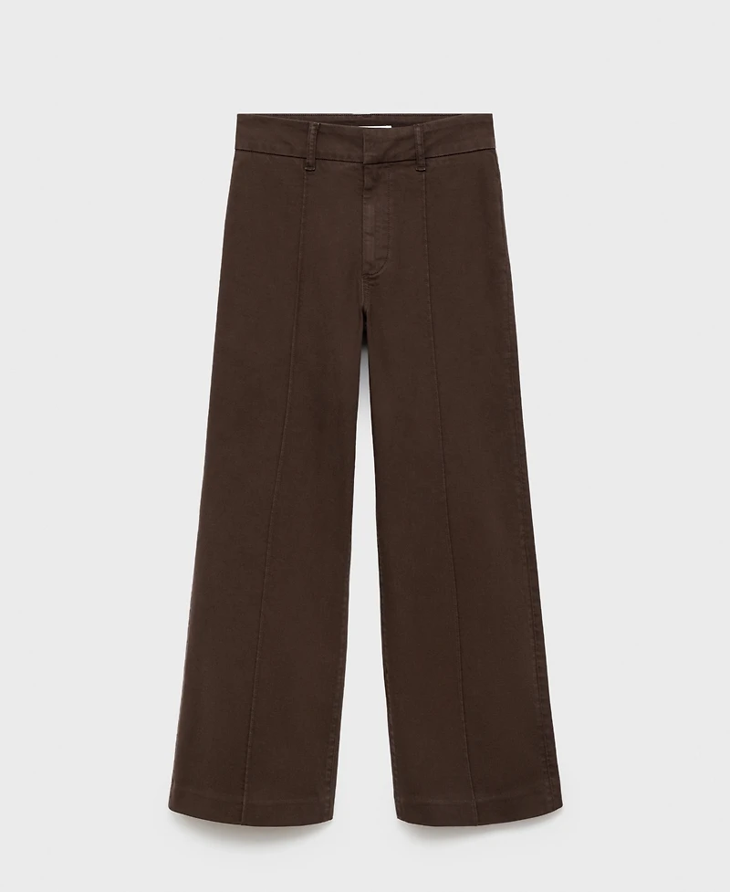 Mango Women's Seams Detail High-Waist Wide Leg Jeans