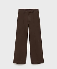 Mango Women's Seams Detail High-Waist Wide Leg Jeans