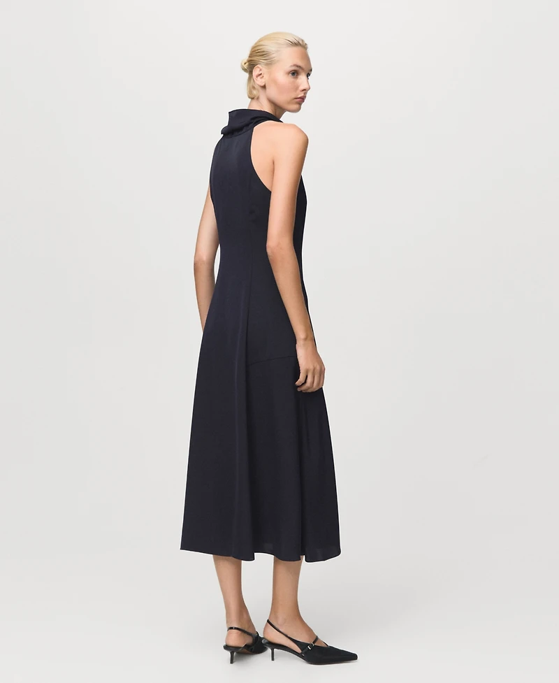 Mango Women's Slit Draped Neck Dress