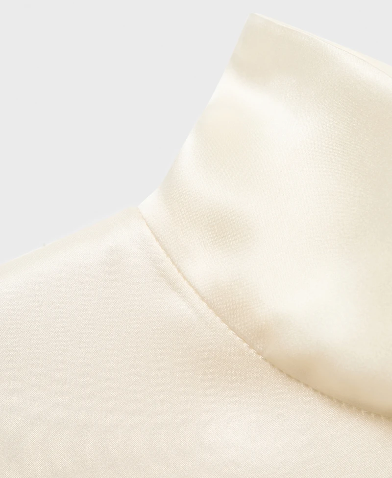Mango Women's Silk Satin Turtleneck Blouse