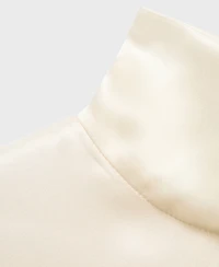 Mango Women's Silk Satin Turtleneck Blouse