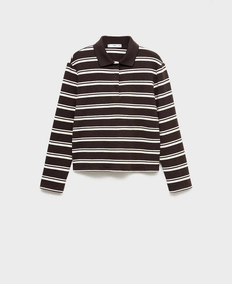 Mango Women's Striped Polo-Neck T-Shirt