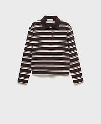 Mango Women's Striped Polo-Neck T-Shirt
