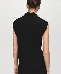 Mango Women's Frayed Trim Crossover Top