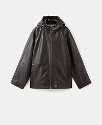 Mango Women's Leather Hood Jacket