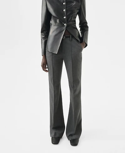 Mango Women's Belt Straight-Fit Pants