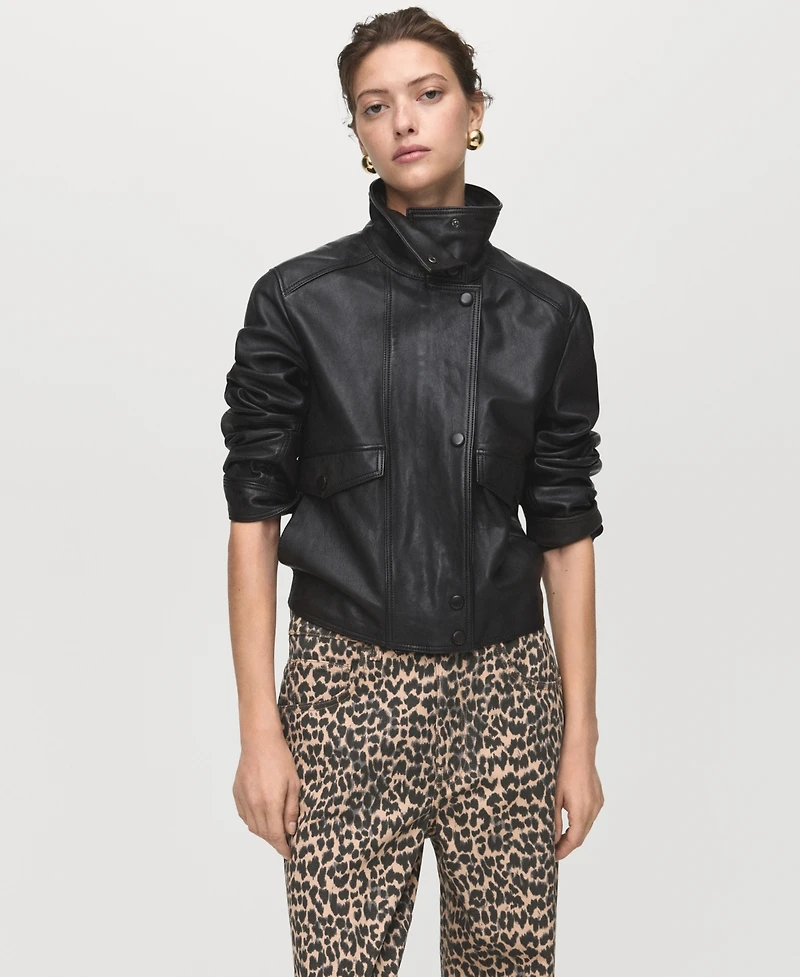 Mango Women's Leopard-Print Straight Jeans
