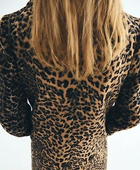 Mango Women's Leopard-Print Long Coat