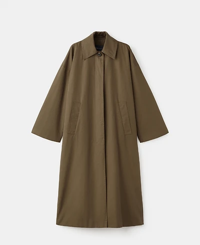 Mango Women's Concealed Buttons Long Cotton Trench Coat