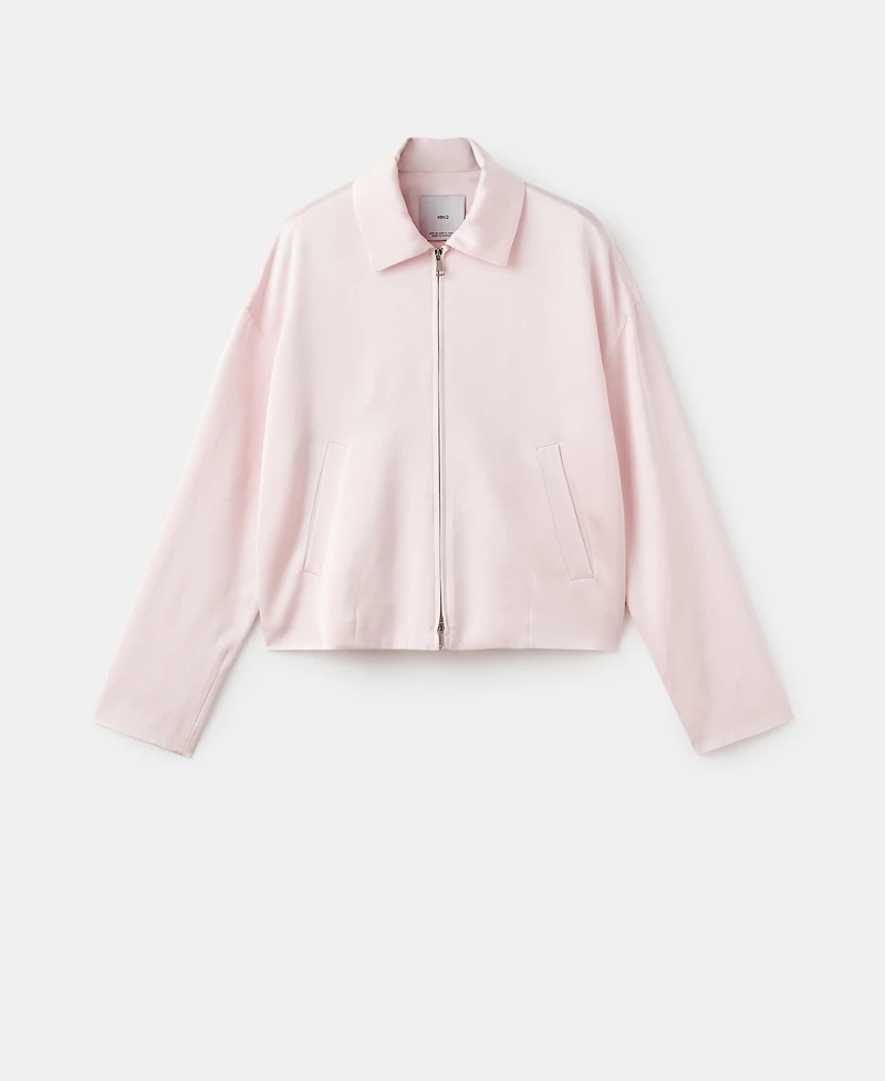 Mango Women's Satin Zipper Jacket