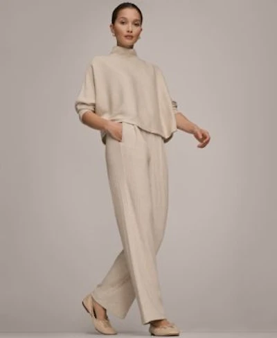 Donna Karen Weekend Womens Mock Neck Sweater Ribbed Pull On Pants