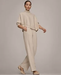 Donna Karen Weekend Womens Mock Neck Sweater Ribbed Pull On Pants