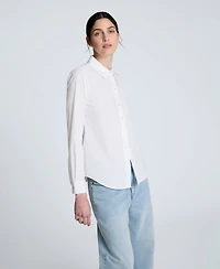 Kenneth Cole Women's Solid Poplin Button Front Shirt