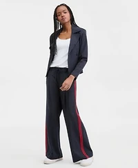 Liverpool Los Angeles Cropped Trench Jacket Built In Bra Top Pleated Trousers