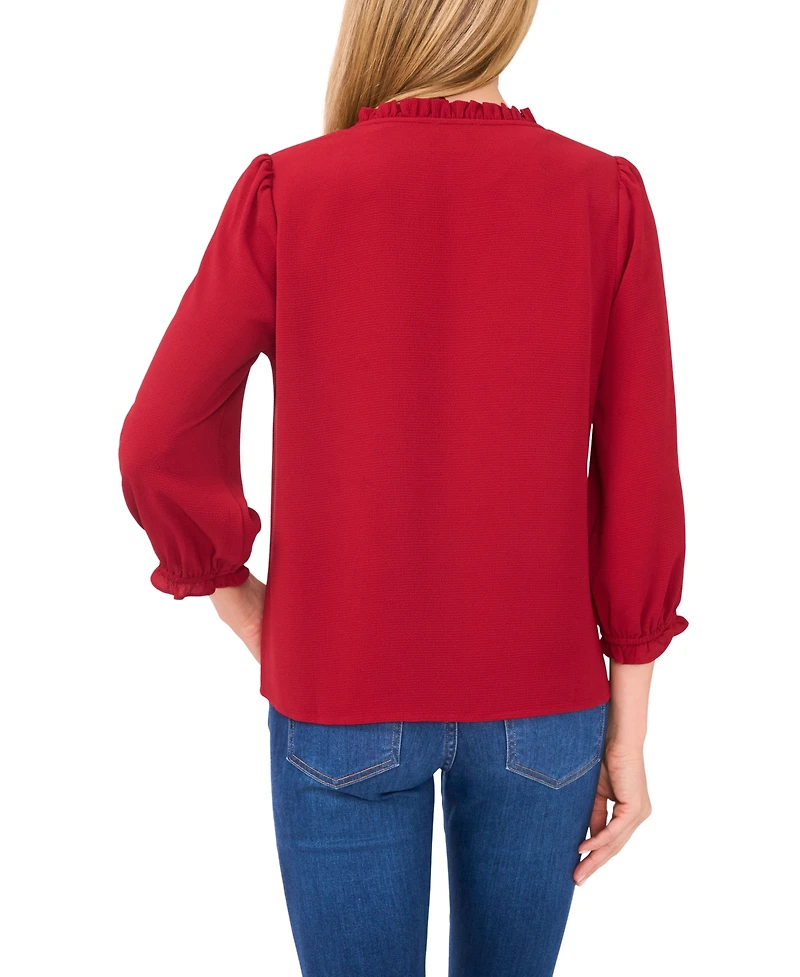CeCe Women's Ruffled Button-Front 3/4-Sleeve Blouse
