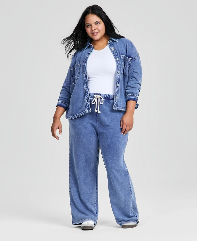 And Now This Trendy Plus French Terry Button-Front Shacket, Macy's Exclusive