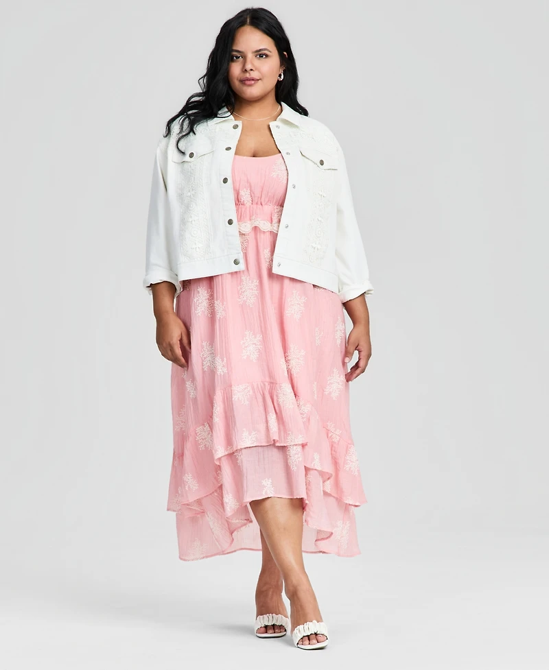 And Now This Trendy Plus Embroidered High-Low Maxi Dress, Macy's Exclusive