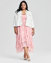 And Now This Trendy Plus Embroidered High-Low Maxi Dress, Macy's Exclusive