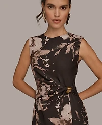 Donna Karan New York Women's Floral Print Sleeveless Dress