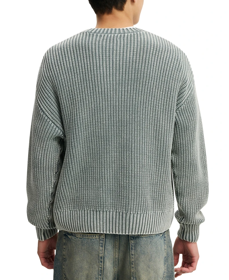 Cotton On Men's Washed Box Fit Crew Sweater