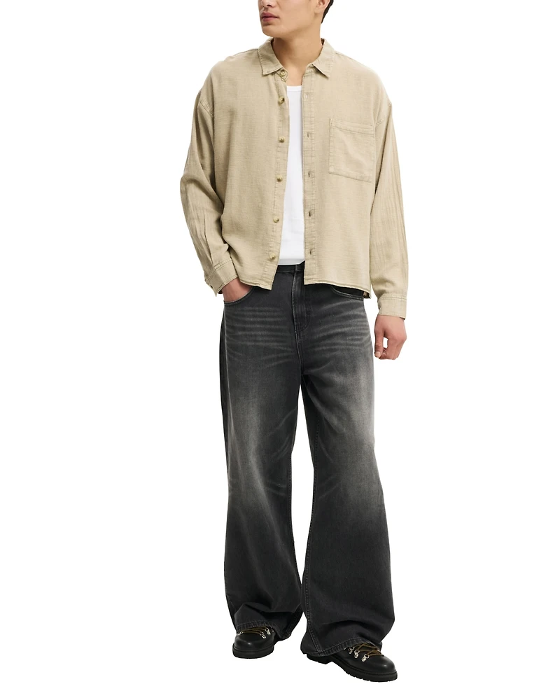 Cotton On Men's Washed Long-Sleeve Shirt