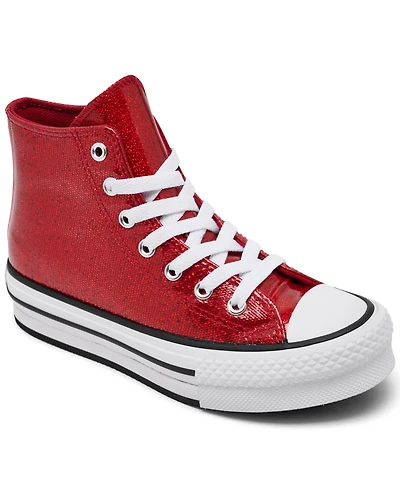 Converse Little Girls Chuck Taylor All Star Glitter Lift Platform Casual Sneakers from Finish Line