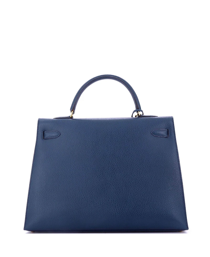 Pre-Owned HERMA‰S Kelly 35 Handbag Blue Ardennes with Gold Hardware
