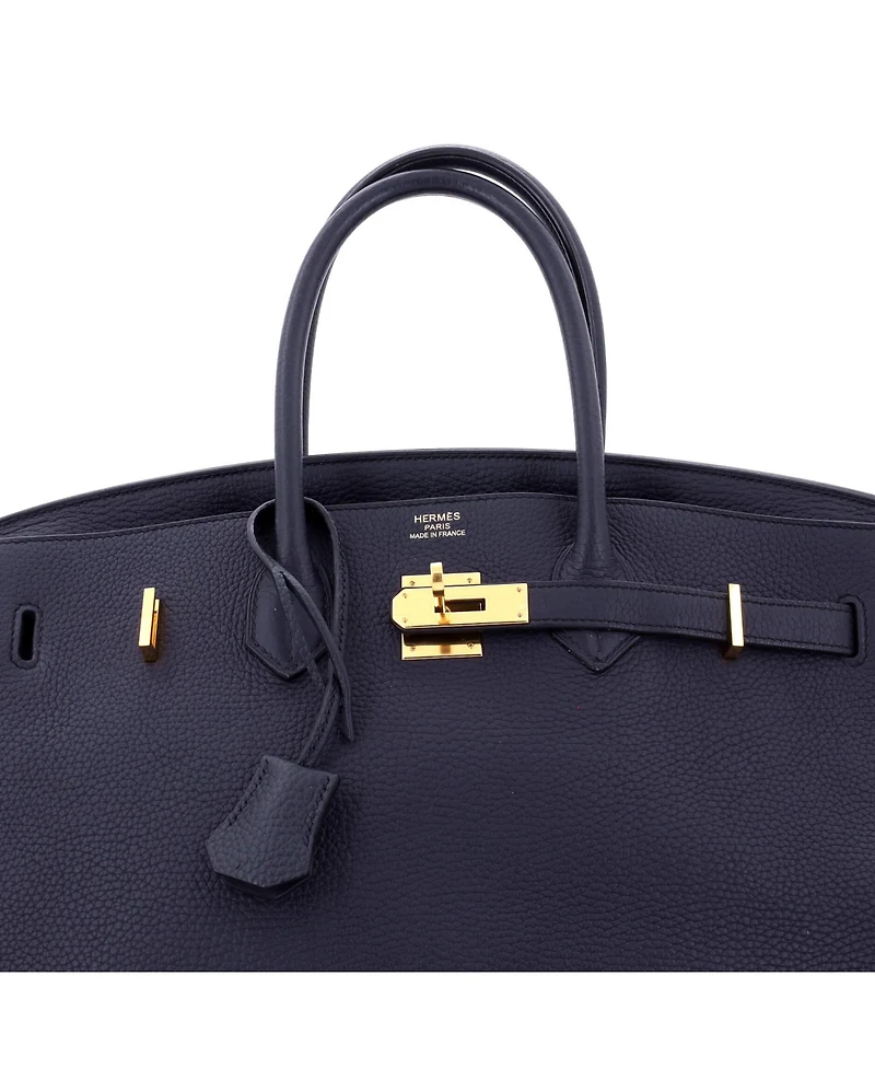 Pre-Owned HERMA‰S Birkin 35 Handbag Blue Togo with Gold Hardware