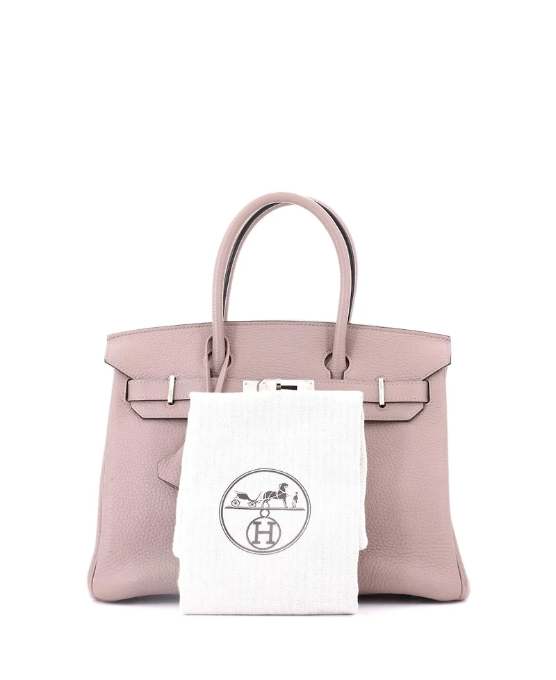 Pre-Owned HERMA‰S Birkin 30 Handbag Purple Clemence with Palladium Hardware