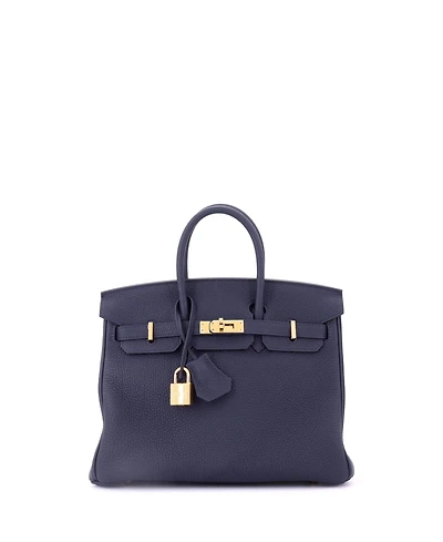 Pre-Owned HERMA‰S Birkin 25 Handbag Blue Togo with Gold Hardware