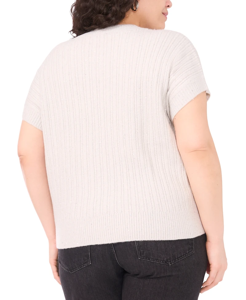 Vince Camuto Plus Sequined Short Sleeve Top