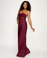 City Studios Juniors' Lace Busiter Trim Maxi Dress