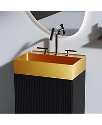 Streamdale 20"x14" Brushed Gold Stainless Steel Bathroom Sink - 3 Faucet Holes