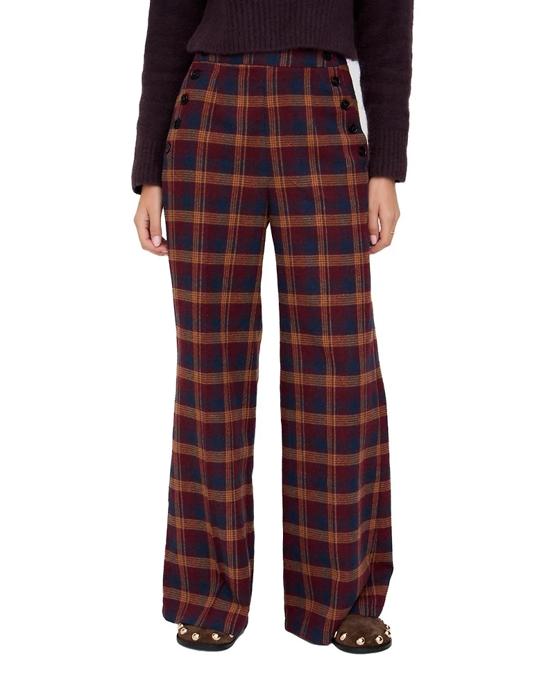 Lily and Lionel London Women's Damson High Waisted Tartan Print Trouser