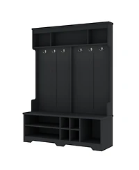 Streamdale Hall Tree Coat Rack Shoe Cubby Storage - Black