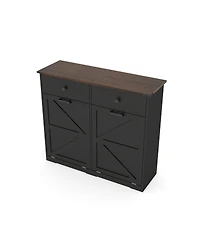 Streamdale Farmhouse Black Double Tilt Out Trash Cabinet w/ Drawer