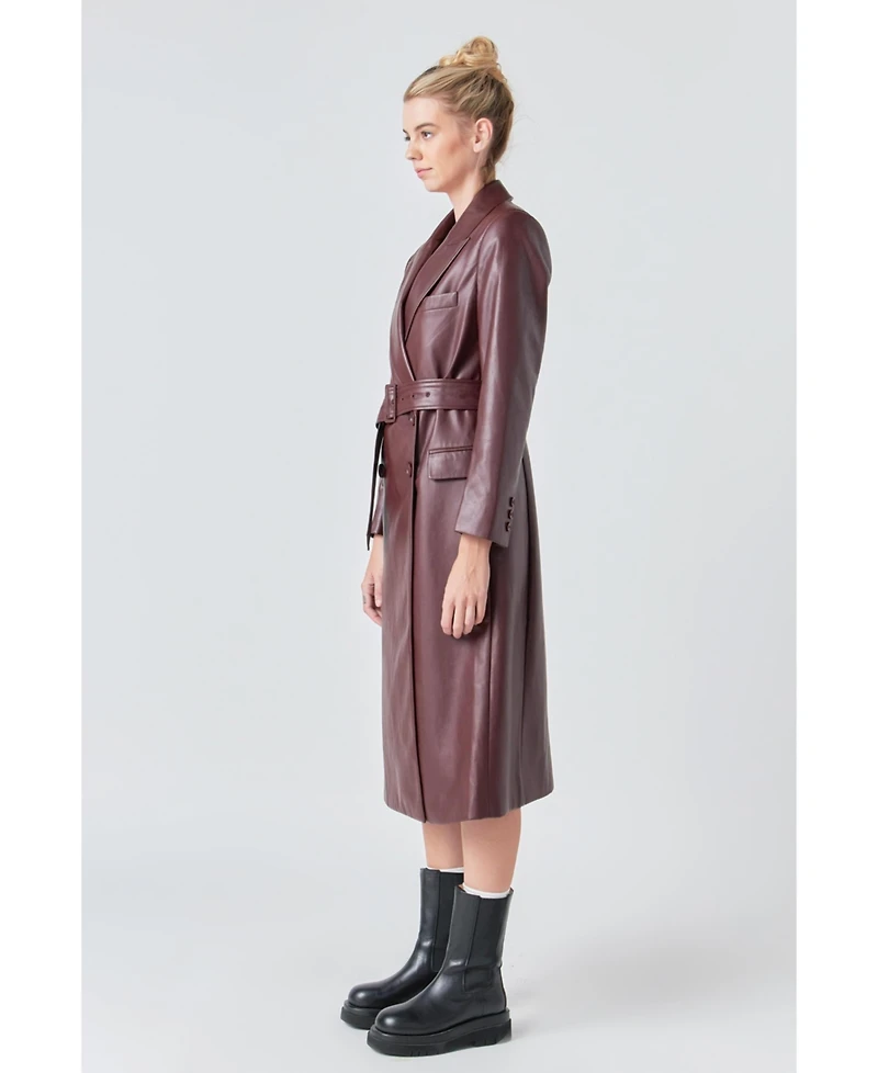 Grey Lab Women's Leather Trench Coat