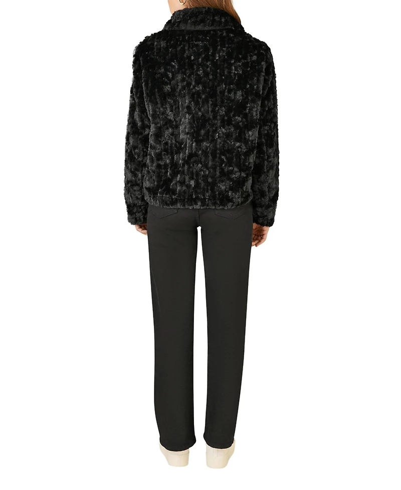 Yumi Women's Textured Faux Fur Jacket